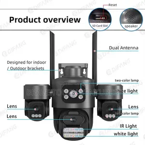 3 Lens Wifi CCTV Security PTZ Camera 15MP