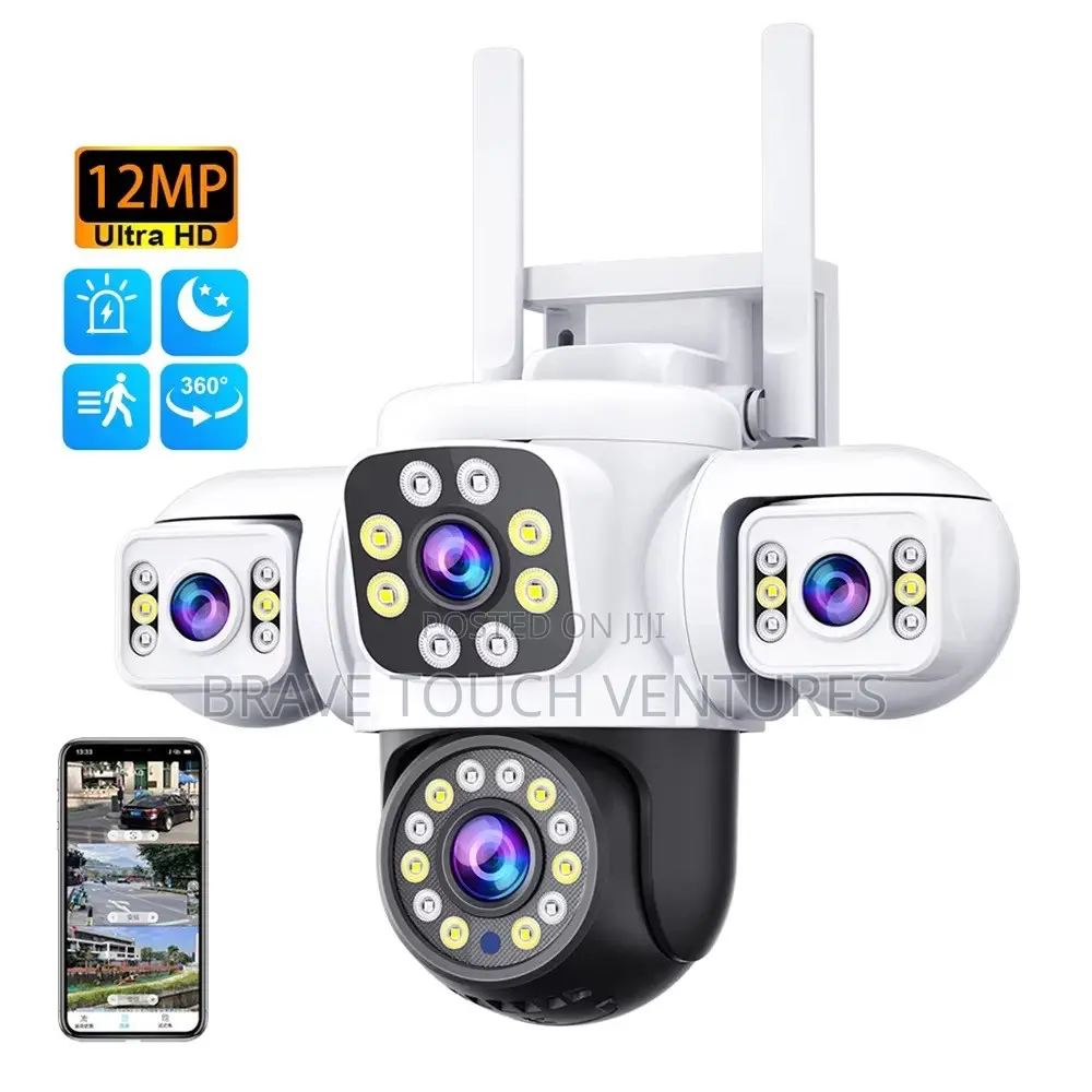 12MP Wifi 3 Lens CCTV Security Camera Two Way Audio Night Vision