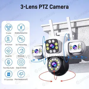 12MP Wifi 3 Lens CCTV Security Camera Two Way Audio Night Vision