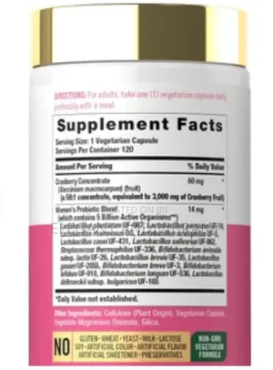 Womens Cranberry Plus Probiotics for Her | 120 Capsules