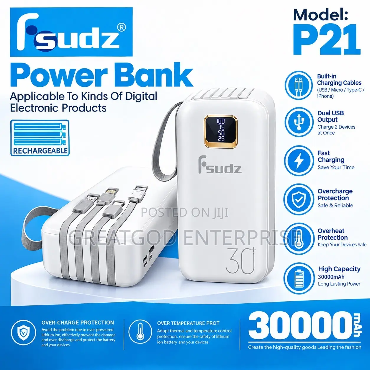 Fsudz P21 30000mAh Fast Charging Power Bank
