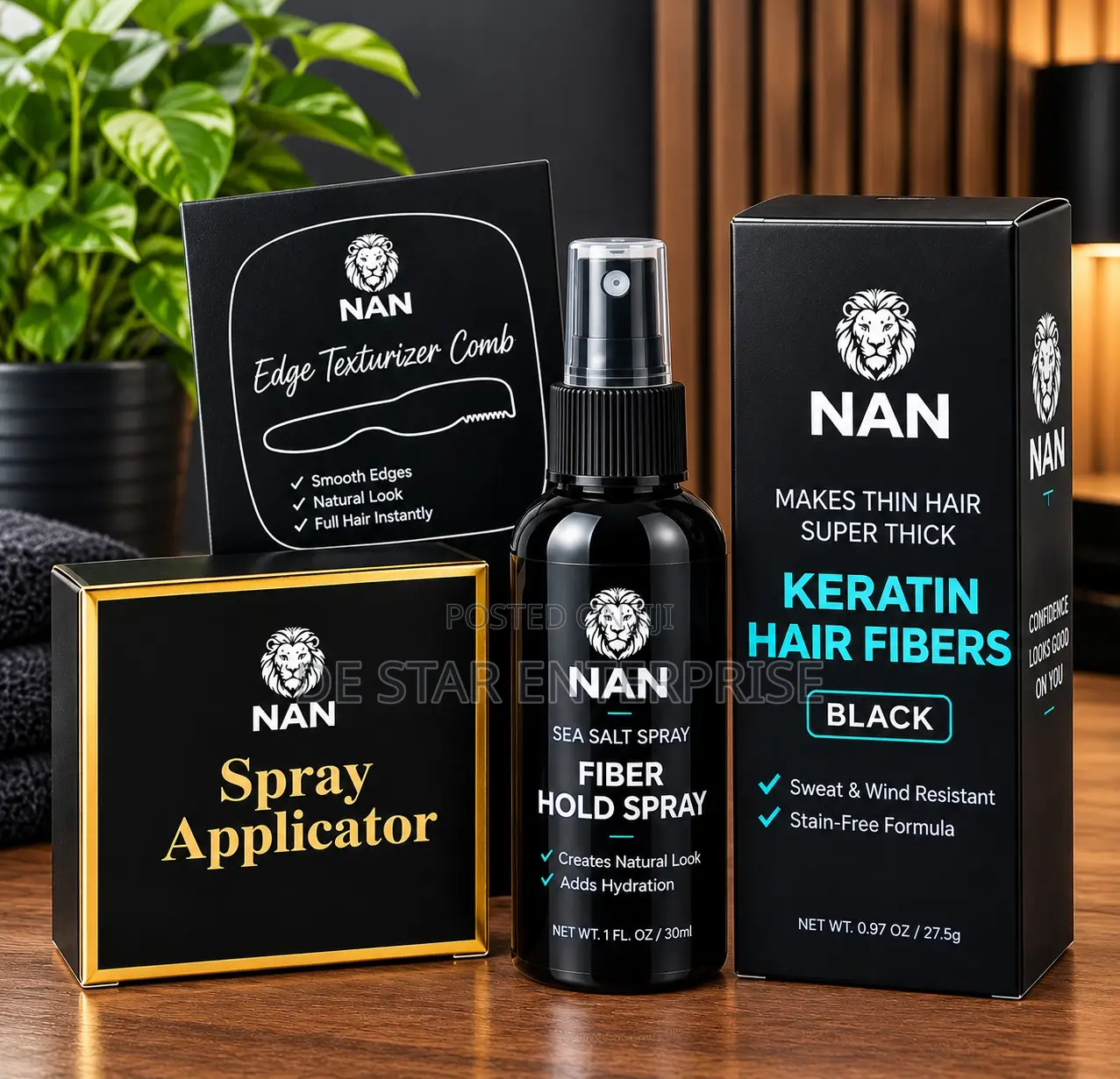 NAN Premium Hair Fibre Complete Kit – Black | Keratin Fibers