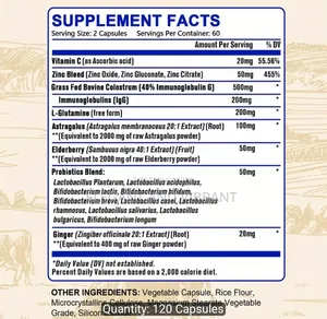 Grass Fed Colostrum - With Probiotic Blend, Elderberry & Gingert - 120
