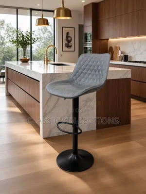 Bar Stool With Adjustable Matte Black Base