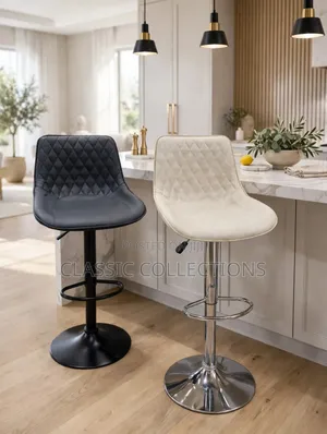 Bar Stool With Adjustable Matte Black Base