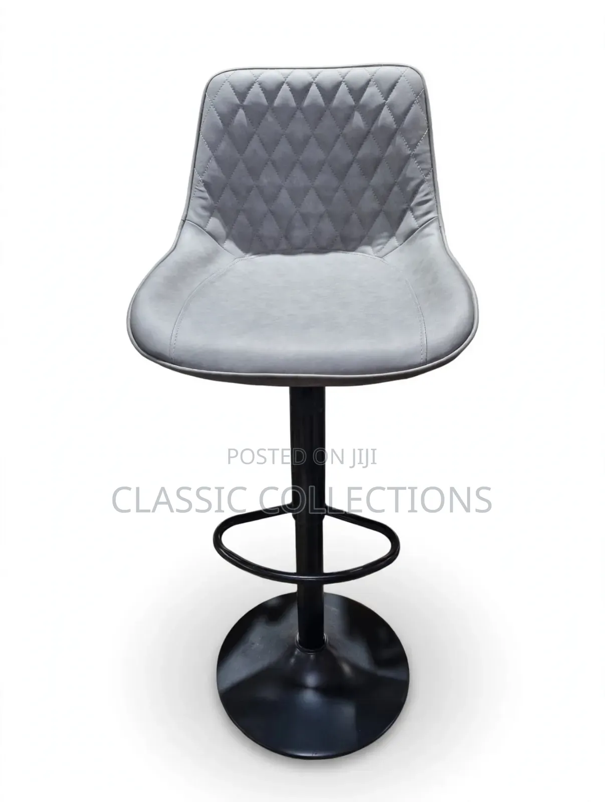 Bar Stool With Adjustable Matte Black Base