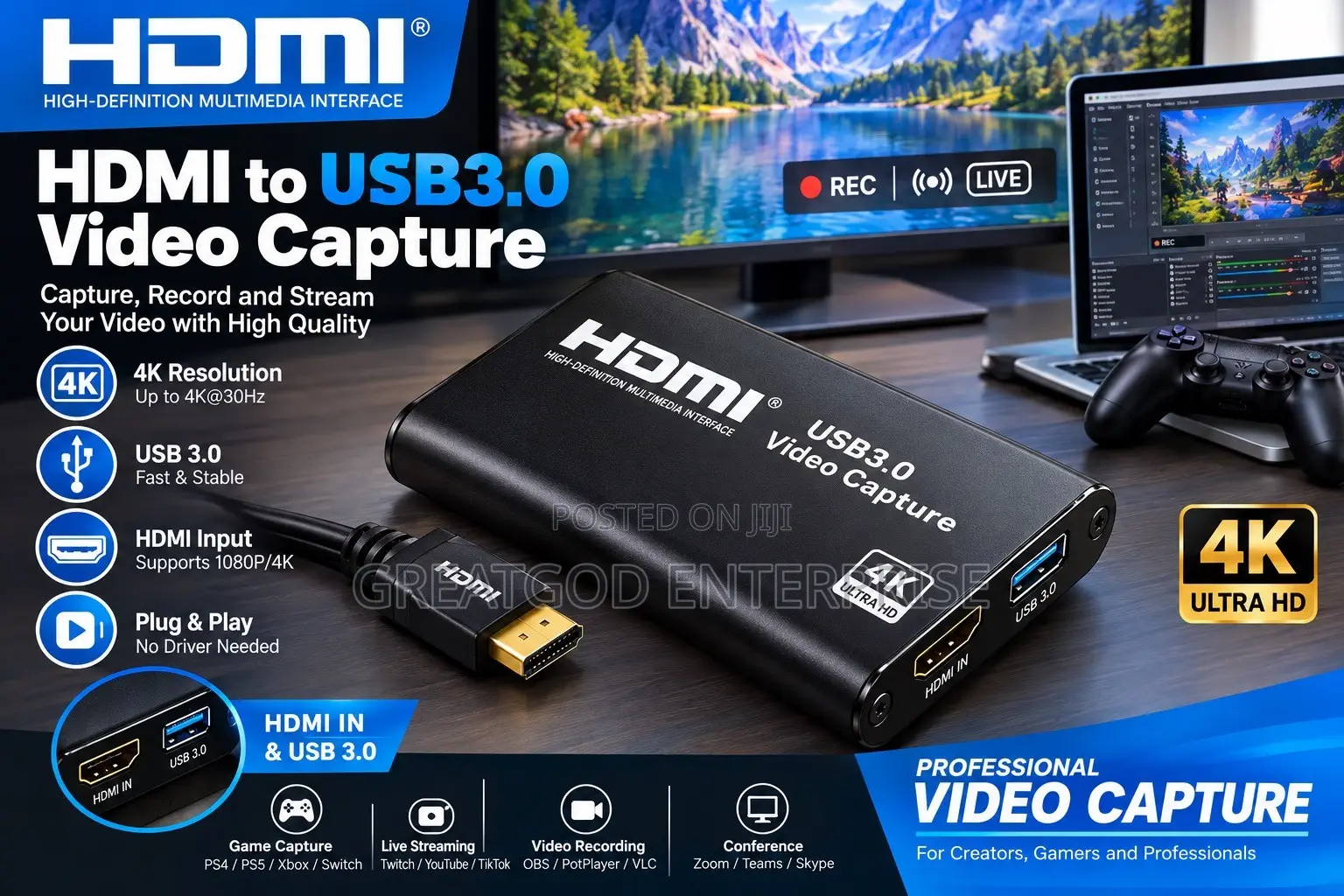 HDMI to USB 3.0 4K Video Capture Card