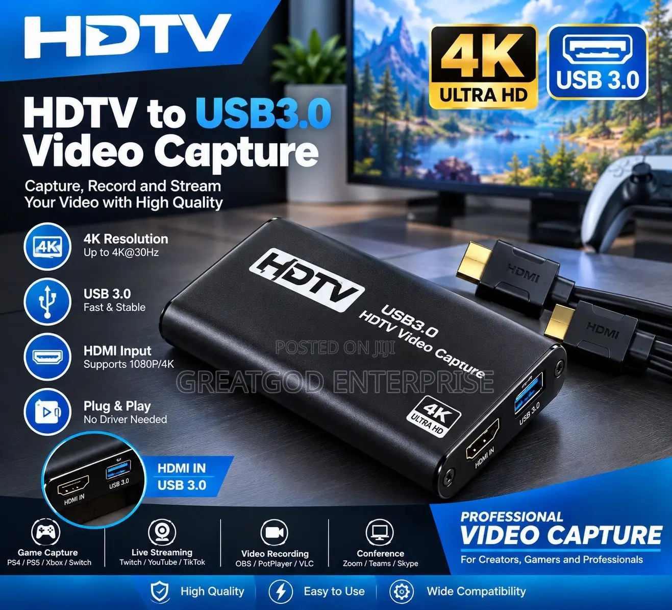 HDMI to USB 3.0 4K Video Capture Card