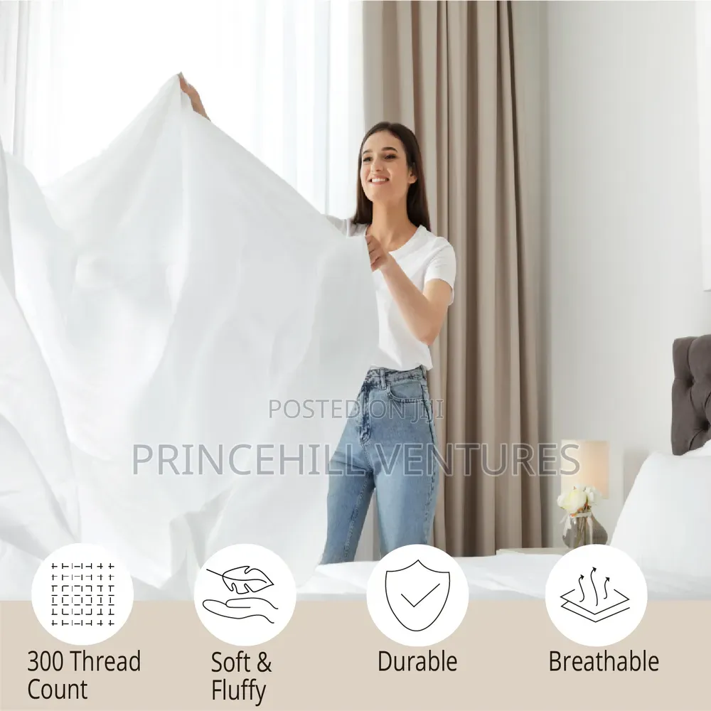 White Cotton Bedsheet Set With 2 Pillow Case - Double Bed