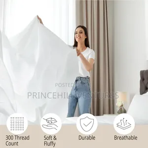 White Cotton Bedsheet Set With 2 Pillow Case - Double Bed