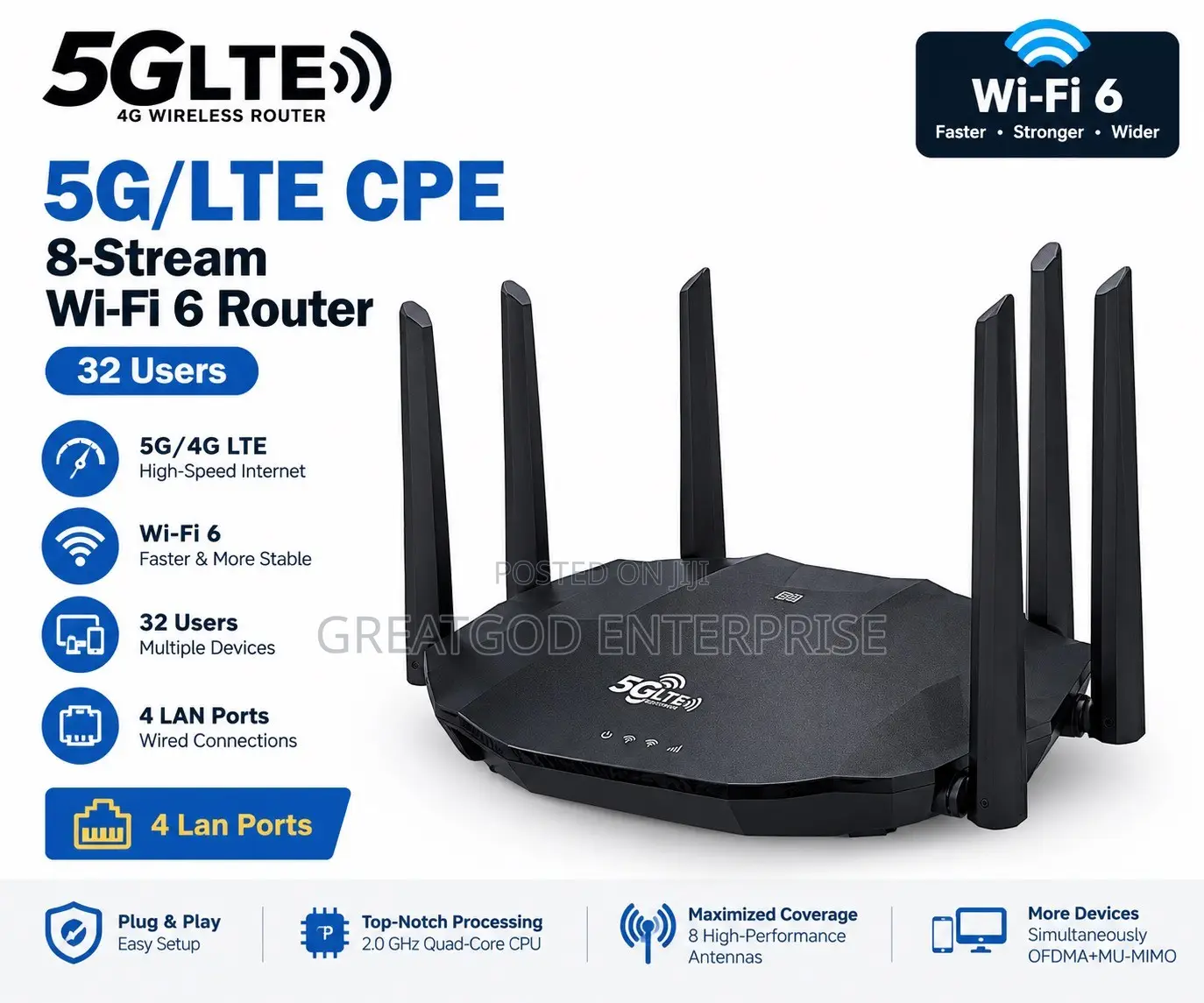 5g/LTE CPE 8-Stream Wi-Fi 6 Router