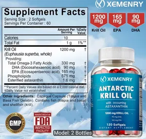 Antarctic Krill Oil Capsules - With Omega-3 EPA,DHA,Astaxanthin,Phosp