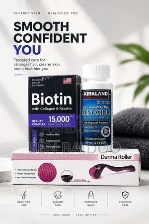 Kirkland Minoxidil+Derma Roller+Biotin (Hair Regrowth Confidence)