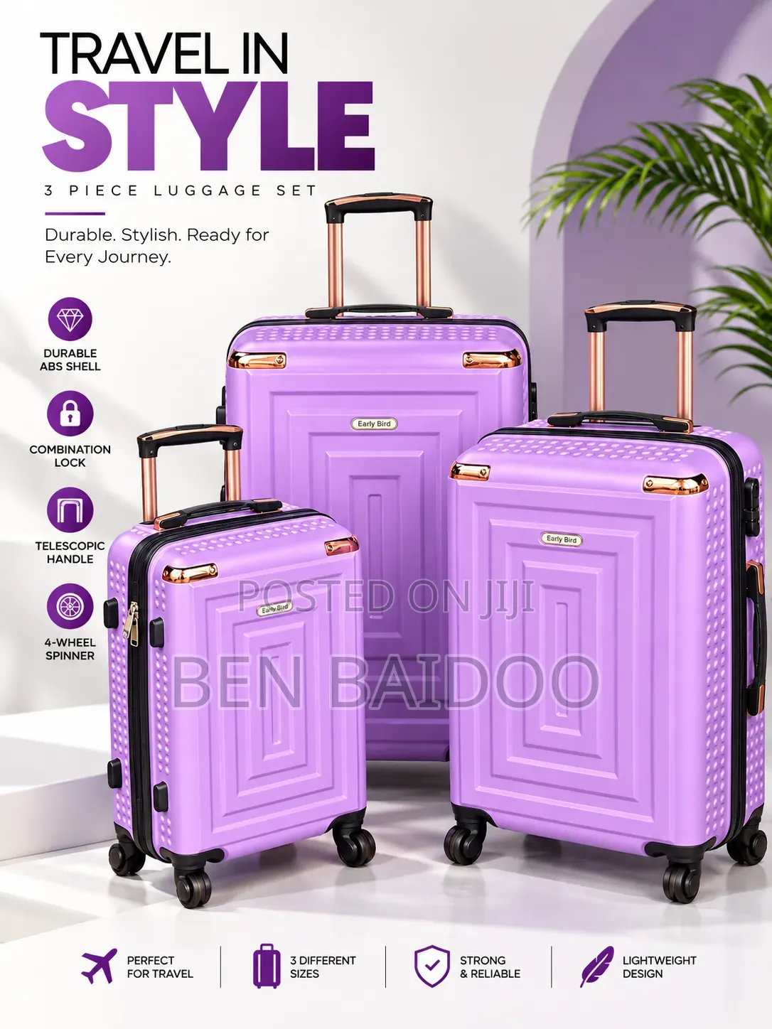 Elegant Plastic Travelling Luggage 3in1 (Modern Designs)