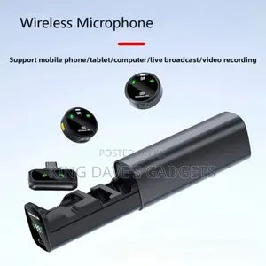 QY80 Wireless Lavalier Microphone Set With a Magnetic Charging Case.