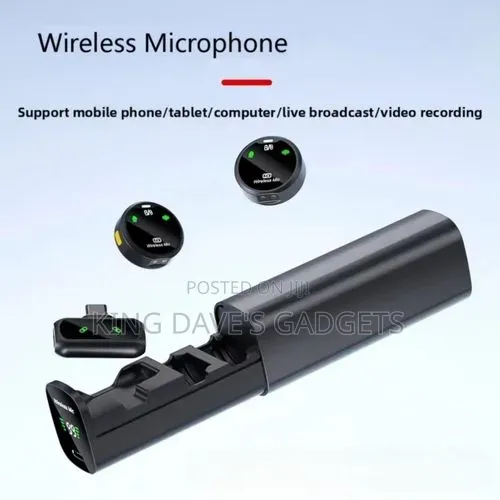 QY80 Wireless Lavalier Microphone Set With a Magnetic Charging Case.