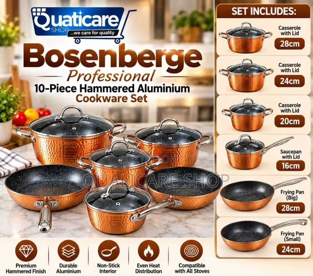 Bosenberge Professional 10-Piece Hammered Aluminium Cookware Set