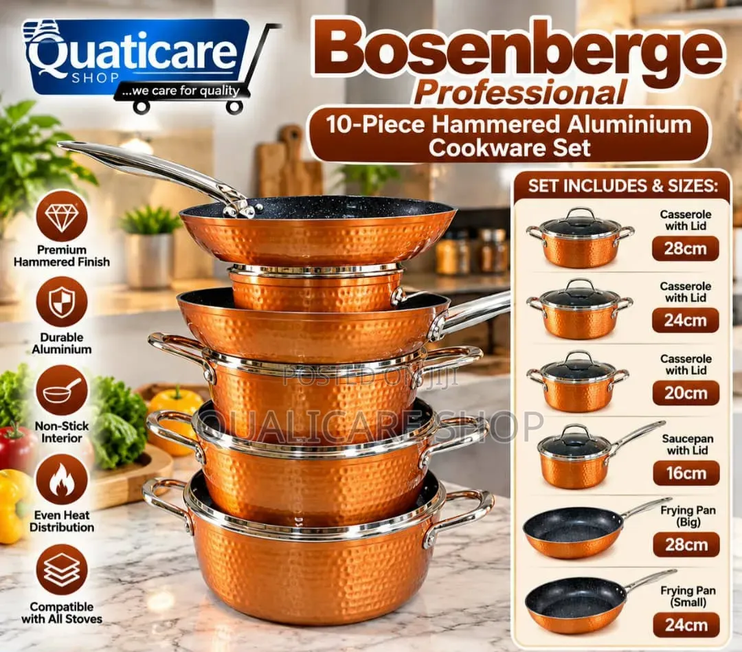 Bosenberge Professional 10-Piece Hammered Aluminium Cookware Set