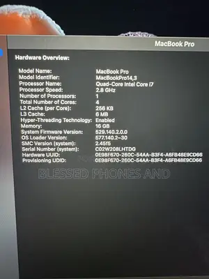 Laptop Apple MacBook Pro 2017 16GB Intel Core i7 SSD 512GB