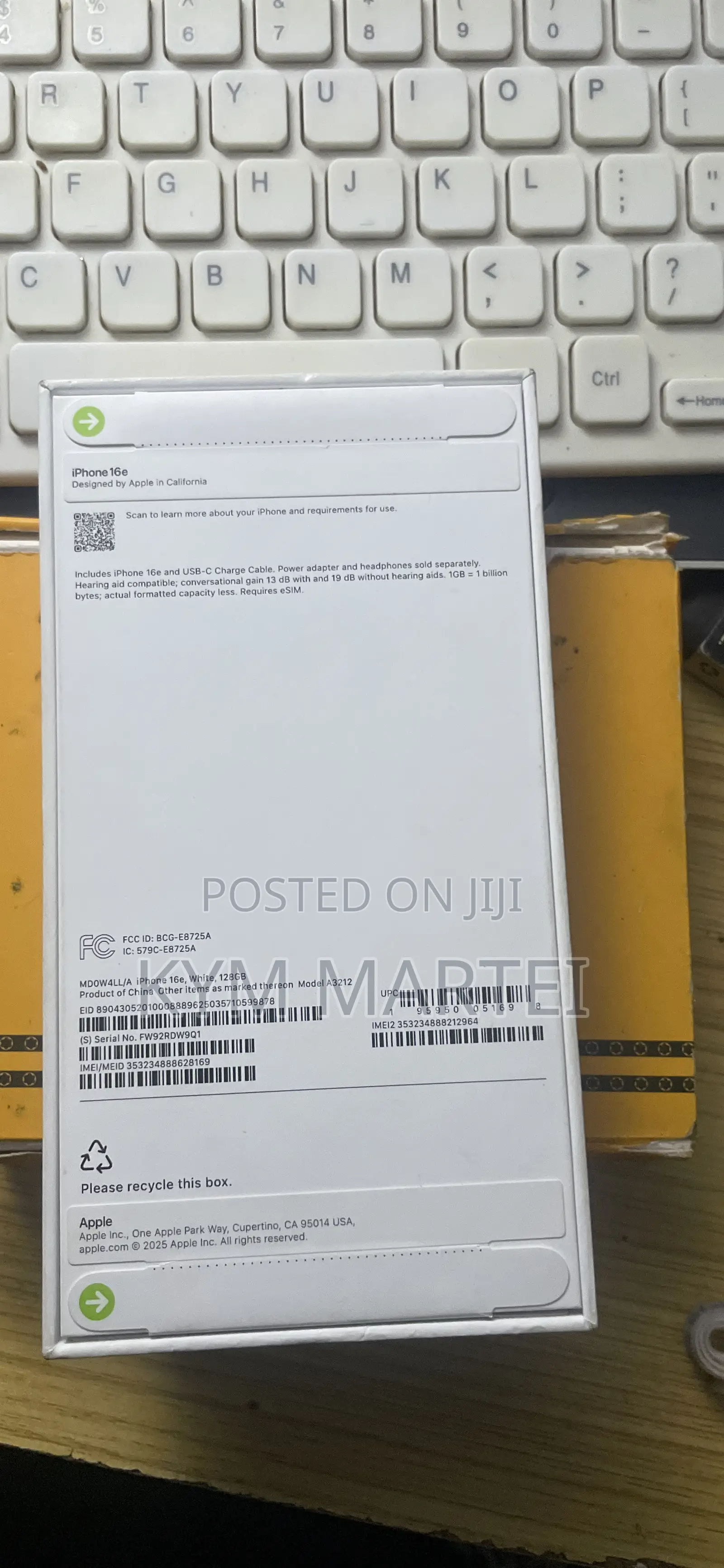 New Apple iPhone 16e 128 GB White