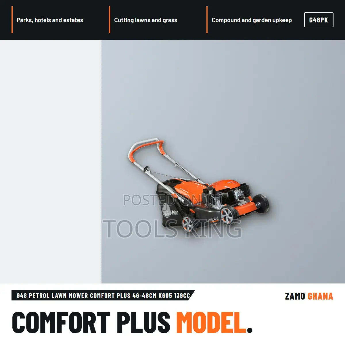 G48 Petrol Lawn Mower Comfort Plus 46-48Cm K605 139Cc - G48PK