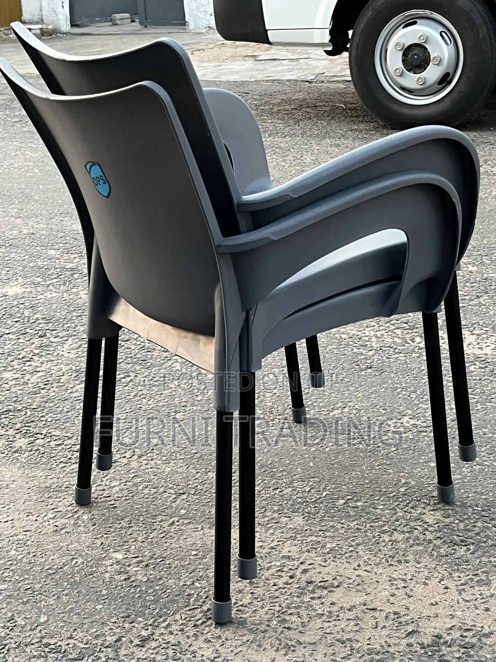 Plastic Armchair With Metal Legs