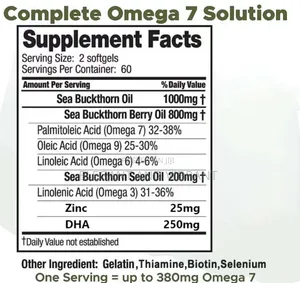 Omega-7 Complete Capsules - With Zinc and DHA -Heart Supp-Sea Buckton