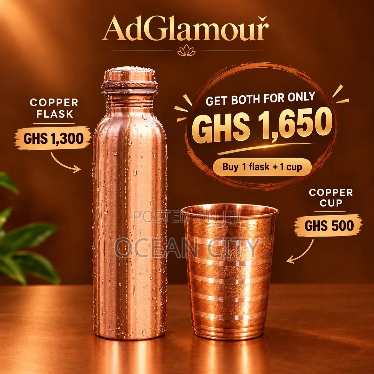 New Copper Cups and Flask.