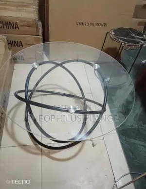 Glass Center Table With Black Ring Base