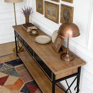 Console Table Sofa With Storage Drawers Black