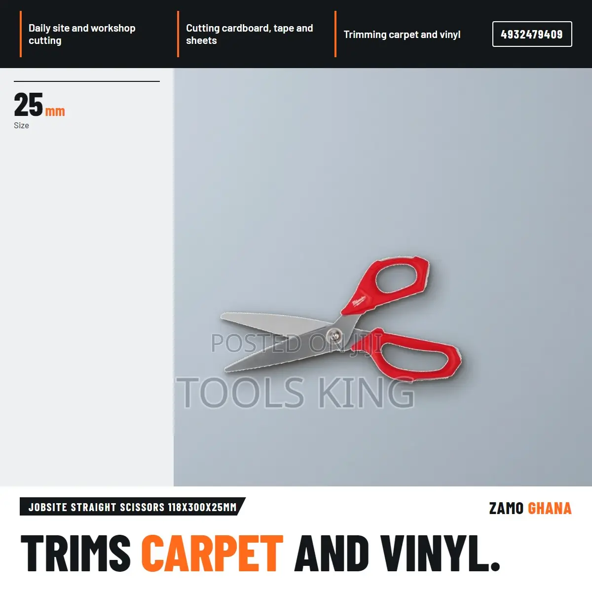 Jobsite Straight Scissors 118X300X25Mm - 