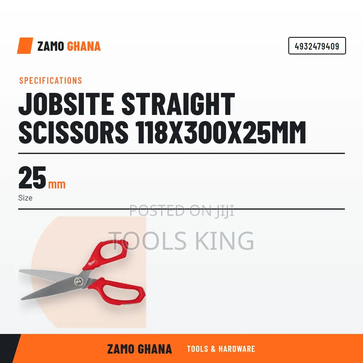 Jobsite Straight Scissors 118X300X25Mm - 