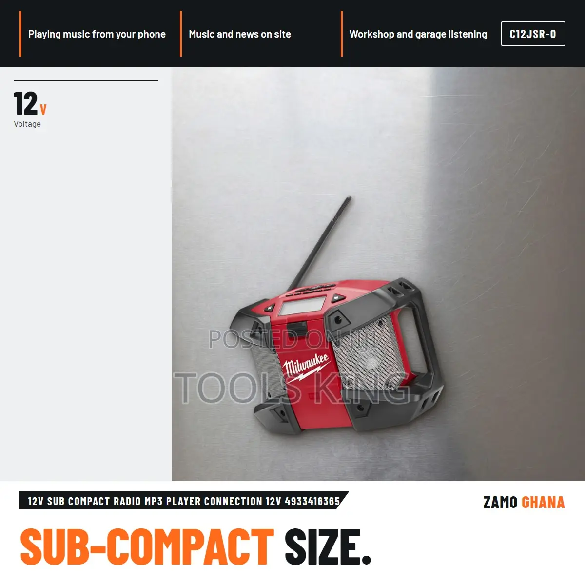 12V Sub Compact Radio Mp3 Player Connection 12V - C12jsr-0