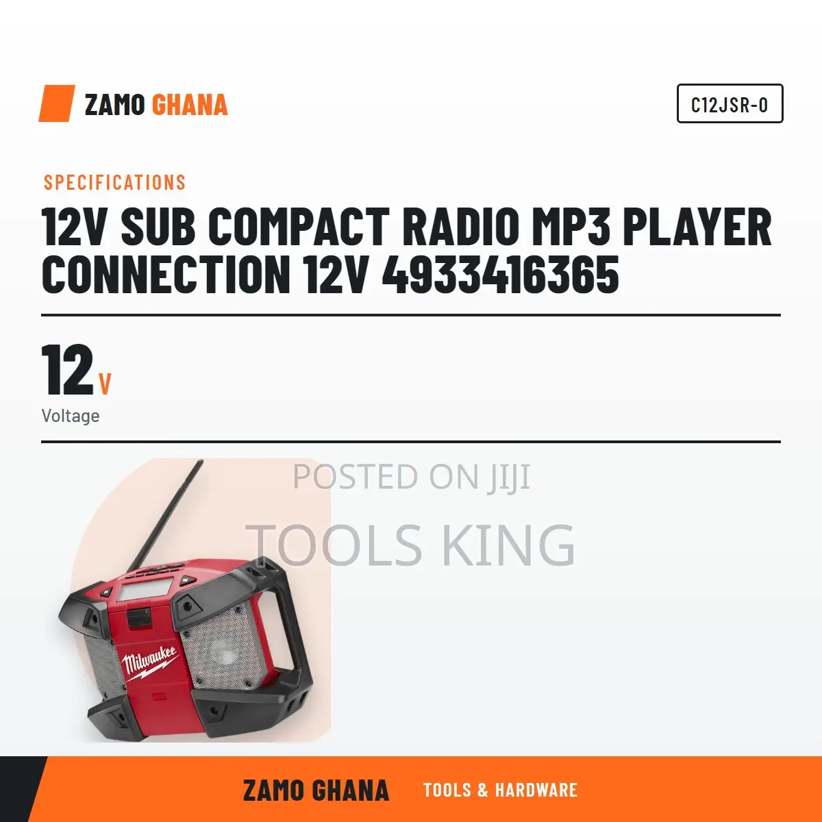 12V Sub Compact Radio Mp3 Player Connection 12V - C12jsr-0
