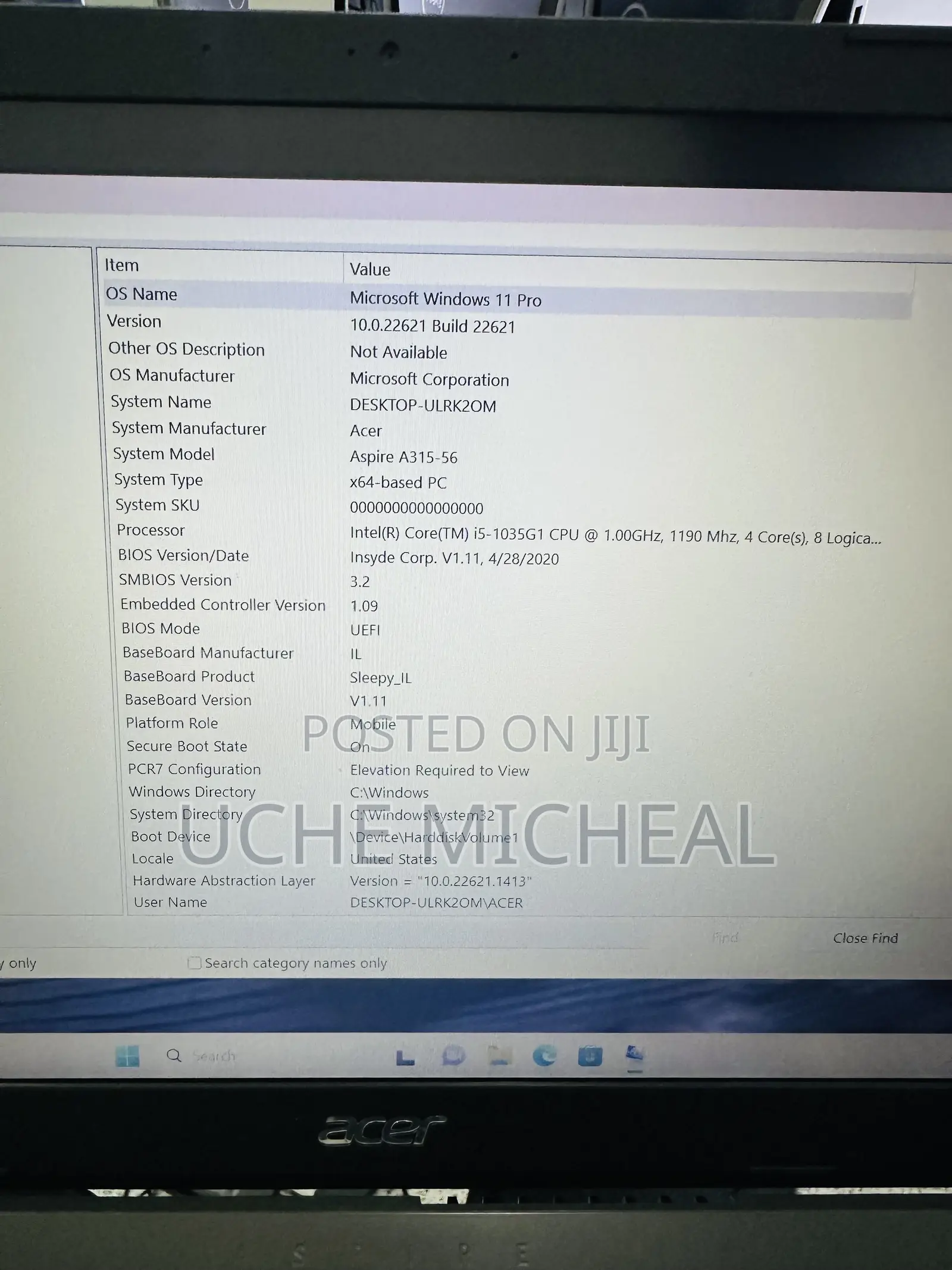 Laptop Acer Aspire 3 8GB Intel Core i5 SSD 256GB