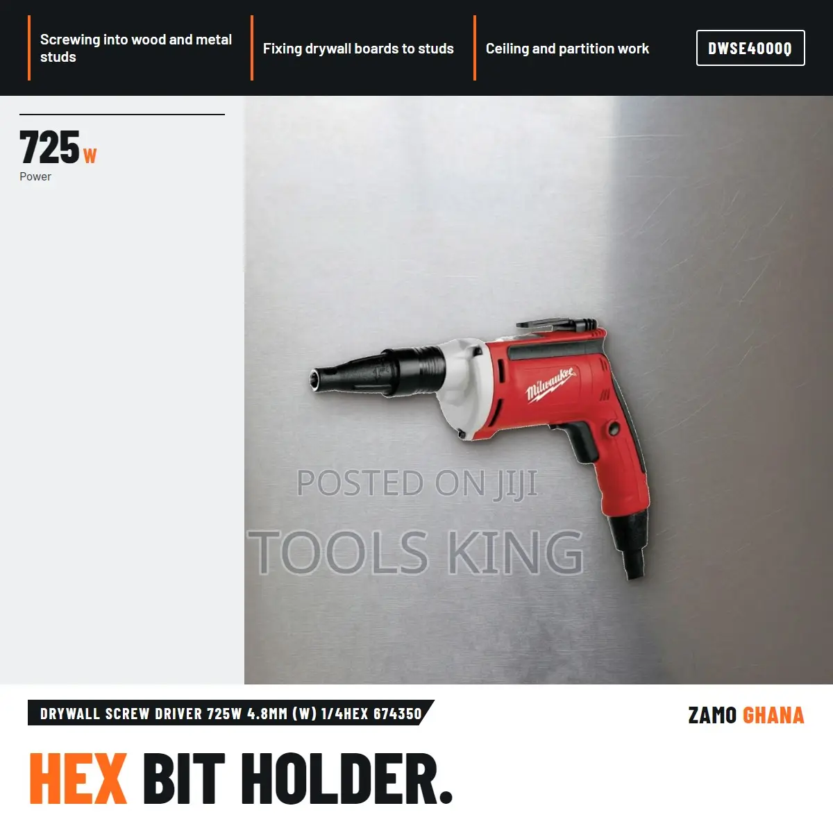 Drywall Screw Driver 725W 4.8Mm (W) 1/4Hex 674350 - DWSE4000Q