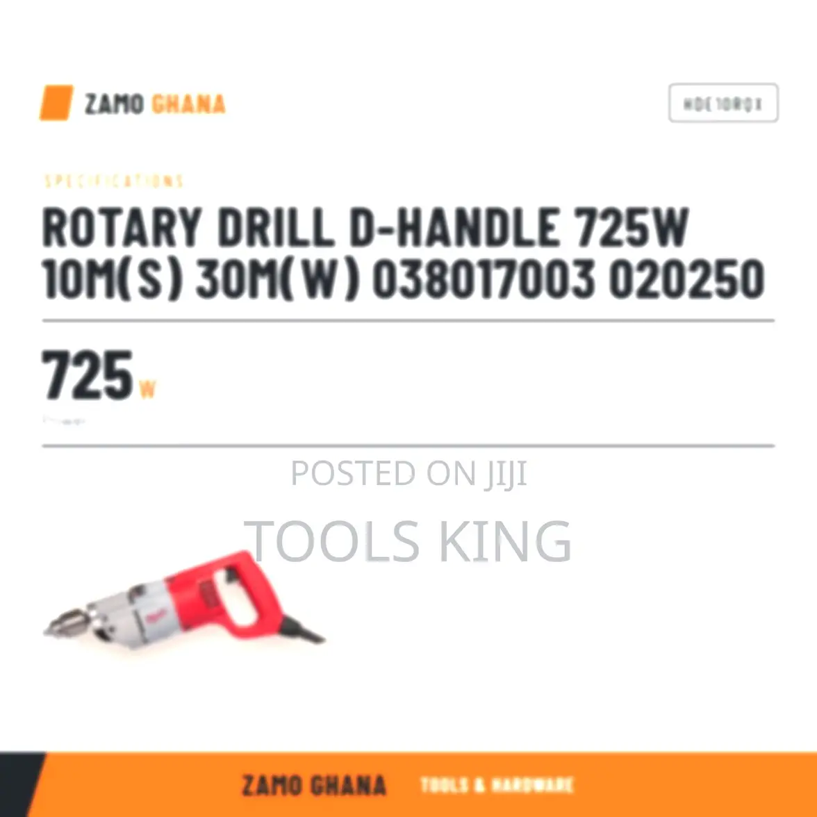 Rotary Drill D-Handle 725W 10M(S) 30M(W) 020250 - HDE10RQX
