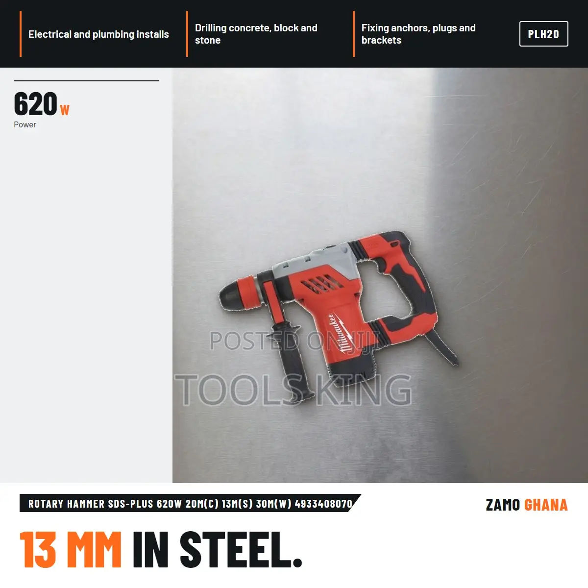 Rotary Hammer SDS-Plus 620w 20m(c) 13m(s) 30m(w) - Plh20