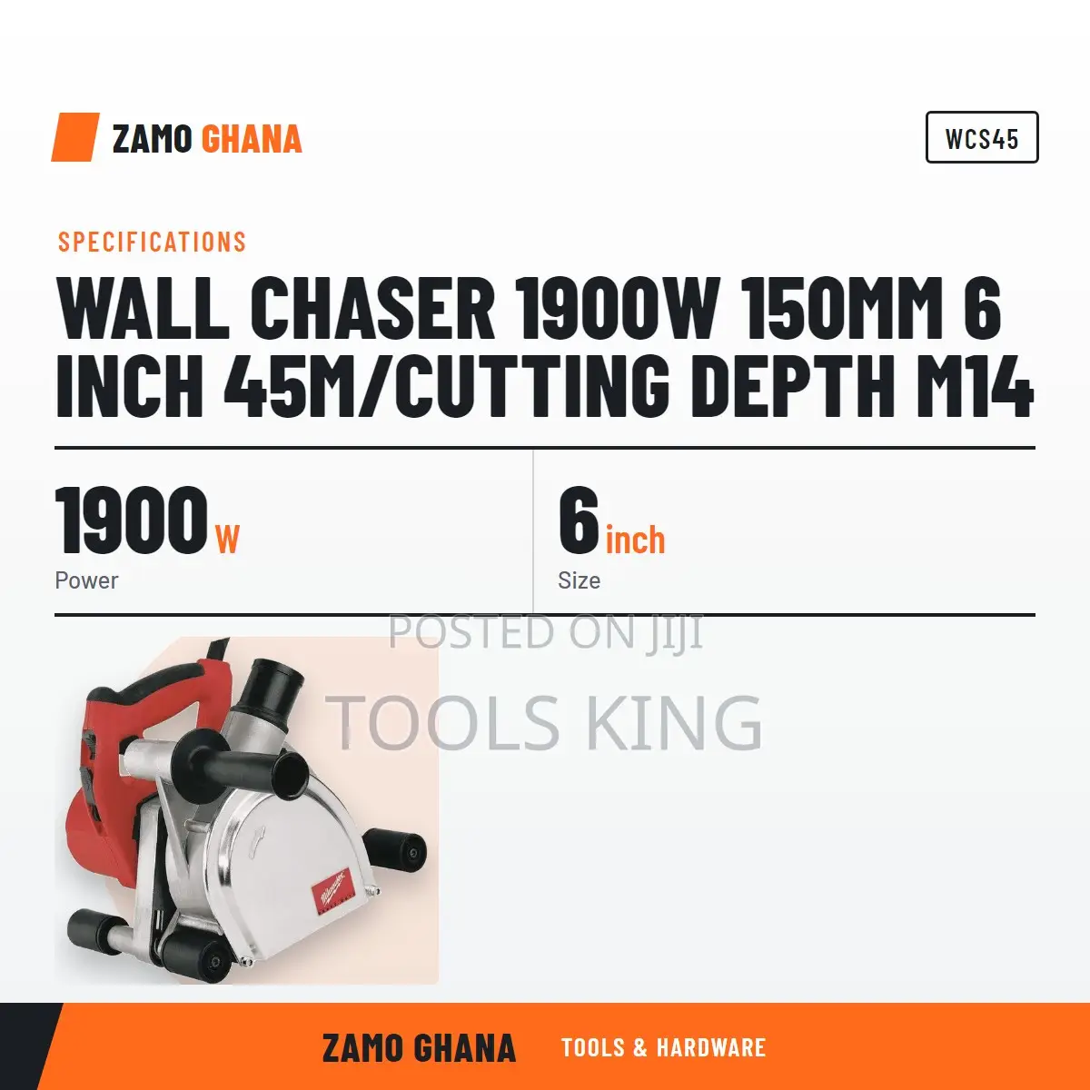 Wall Chaser 1900W 150Mm 6 Inch 45m/Cutting Depth M14 - WCS45