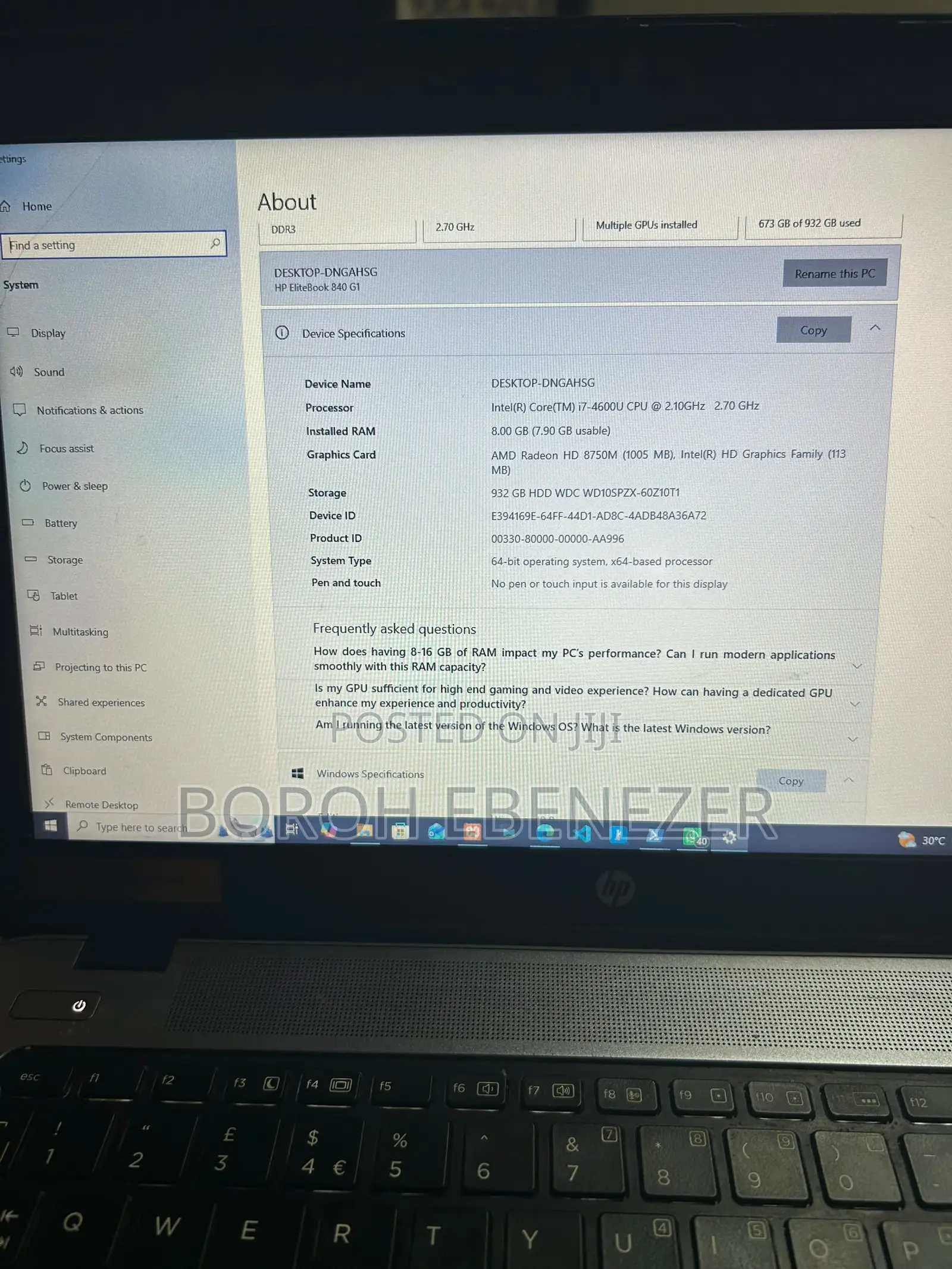 Laptop HP EliteBook 840 G5 8GB Intel Core i7 HDD+SSD 1T