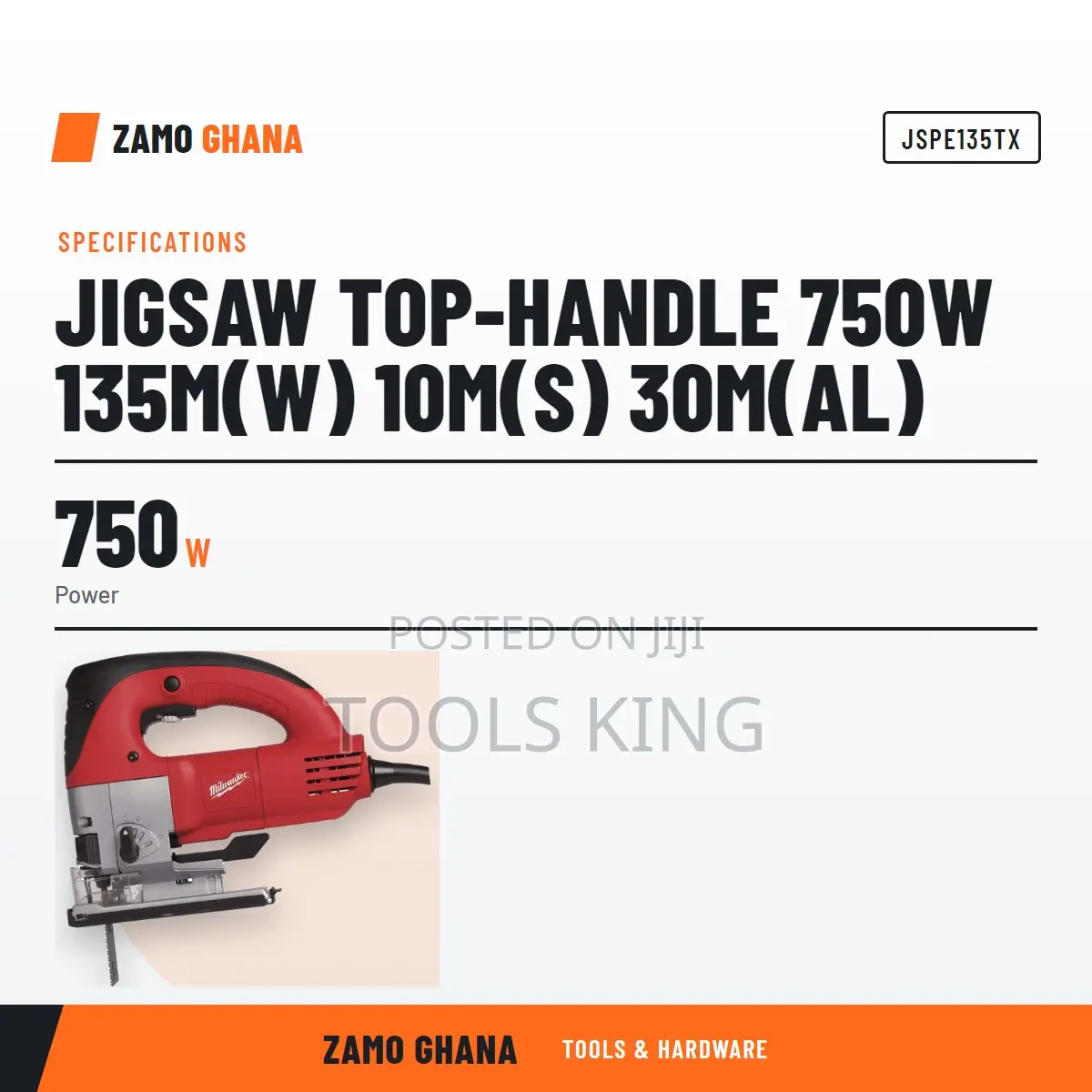 Jigsaw Top-Handle 750W 135M(W) 10M(S) 30M(Al) - JSPE135TX