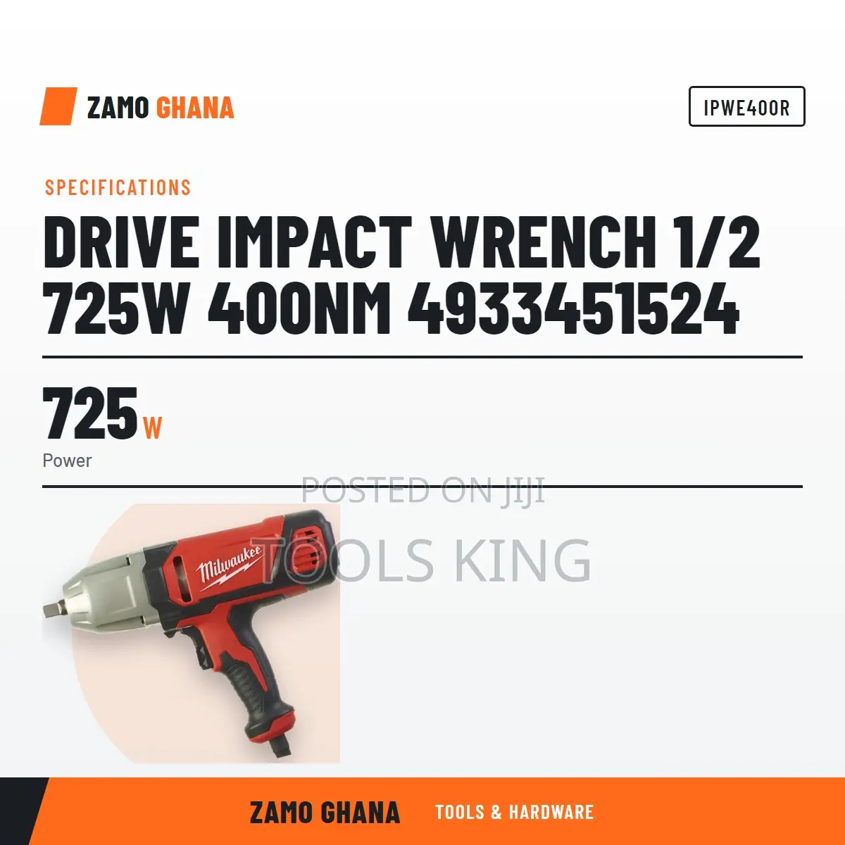 Drive Impact Wrench 1/2 725W 400Nm - IPWE400R