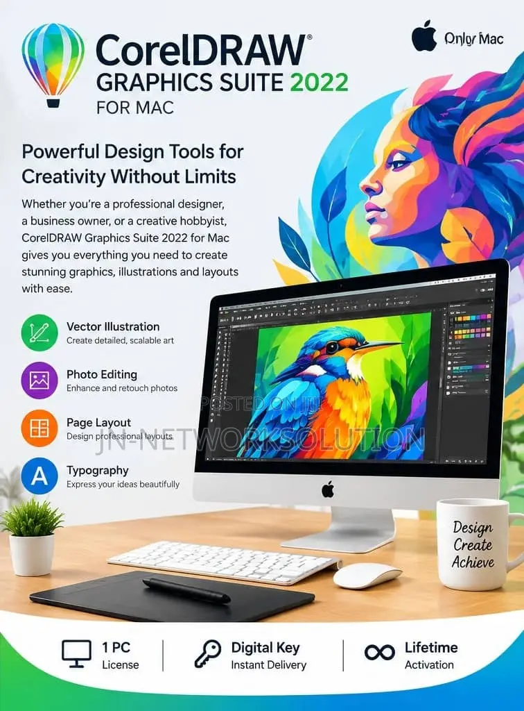 CorelDRAW Graphics Suite 2022 for MAC for 1pc Digital Key Lifetime