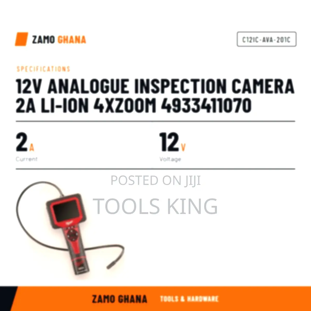 12V Analogue Inspection Camera 2A Li-Ion 4Xzoom 49334 - C12ic-Ava-201c