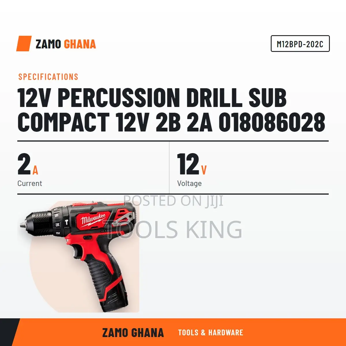 12V Percussion Drill Sub Compact 12V 2B 2A - M12bpd-202c