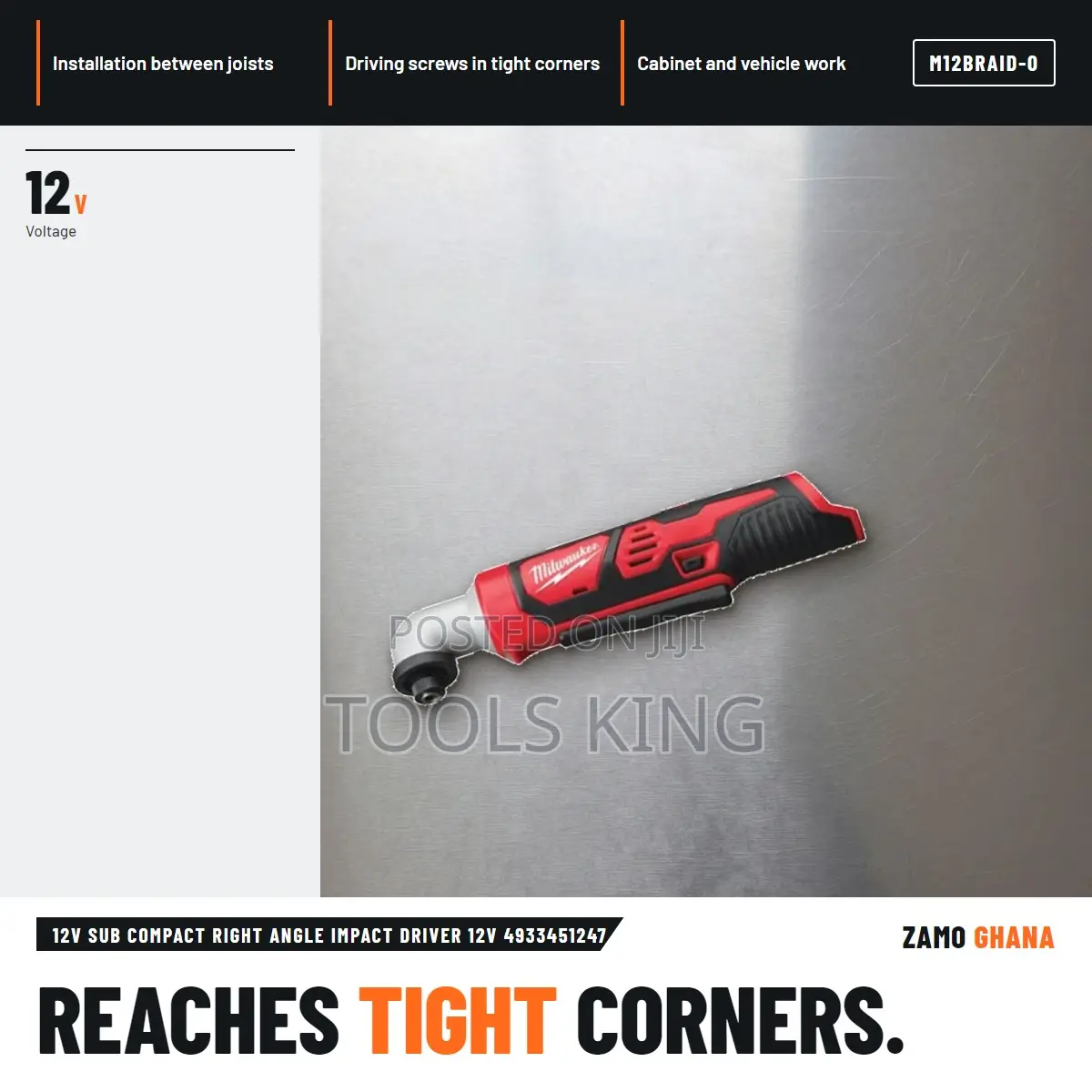 12V Sub Compact Right Angle Impact Driver 12V - M12braid-0