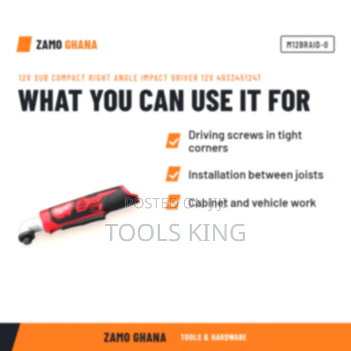 12V Sub Compact Right Angle Impact Driver 12V - M12braid-0
