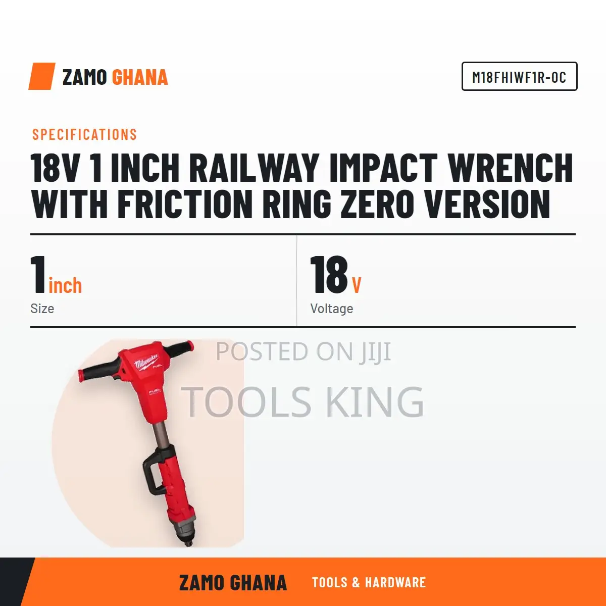 18V 1 Inch Railway Impact Wrench With Friction Ring Ze - M18fhiwf1r-0c