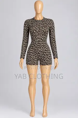 Ladies’ Leopard Print Long-Sleeve Romper