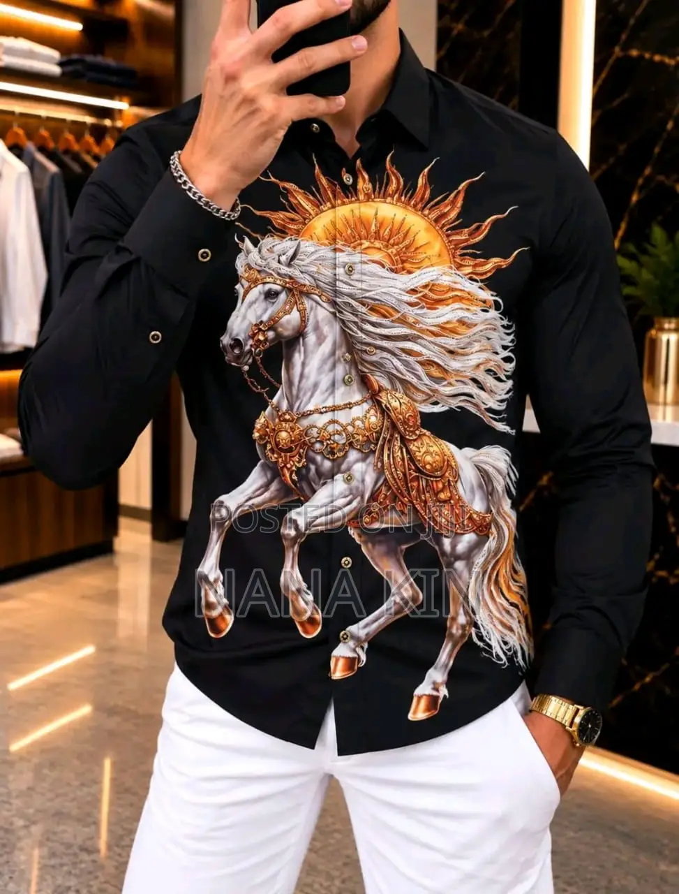 High Quality Rhinestones Designer Shirts